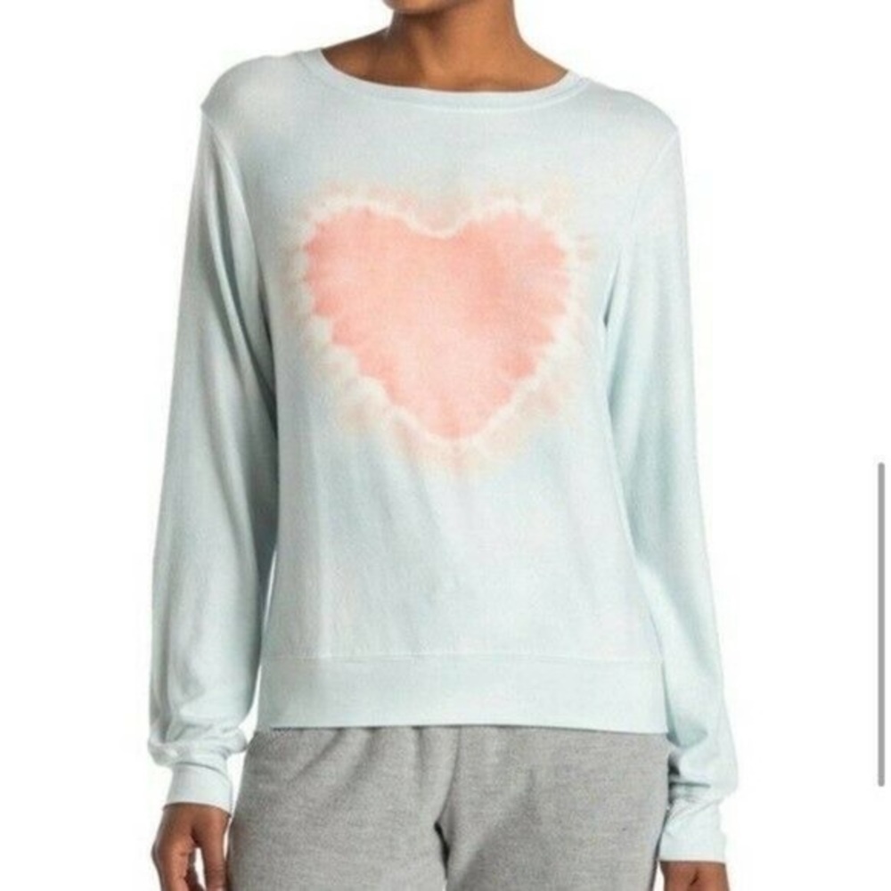 NWT Wildfox jumper heartfelt dye pull over soft heart print sweater XL